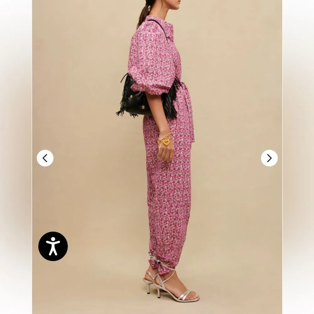Maje Pink Floral Jumpsuit eyelet cotton one piece $565 NWT 42 XL - Picture 4 of 13